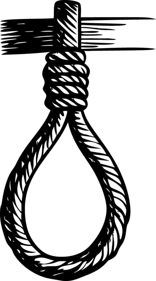 Vintage sketchy style illustration showing a hanging noose vector