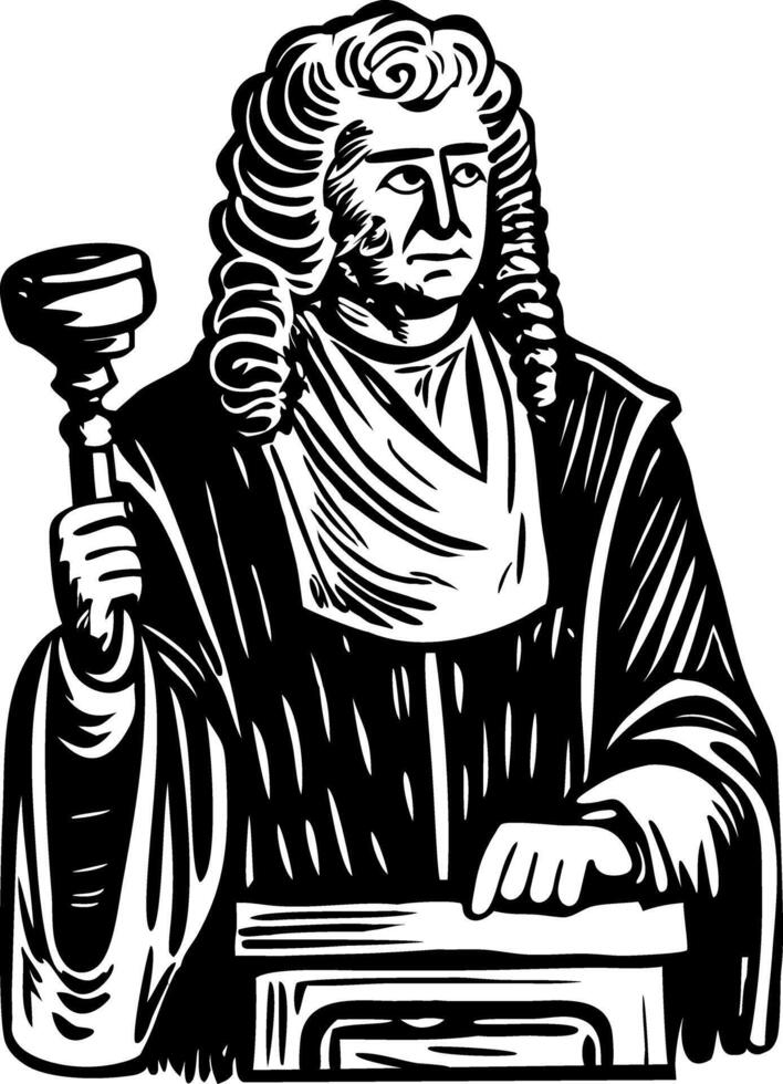 An adjudicator illustration in vintage sketchy style vector