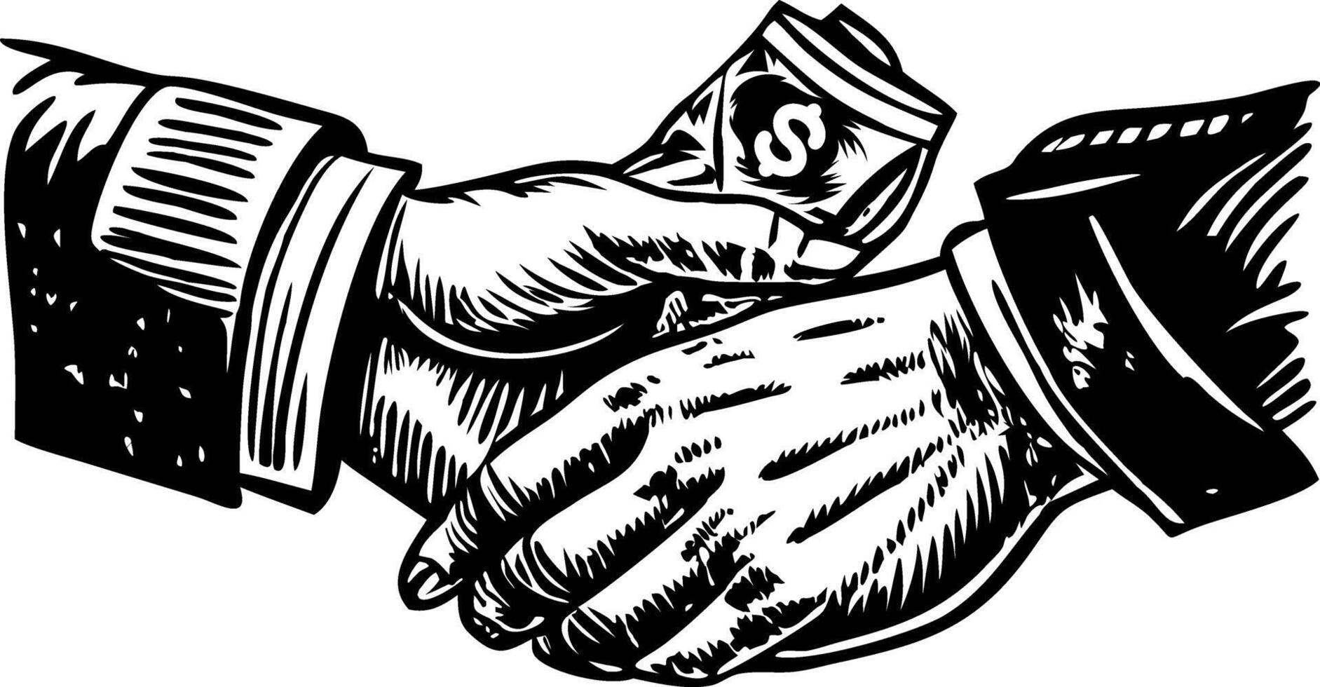 Sketchy style illustration showing a bribe money concept vector