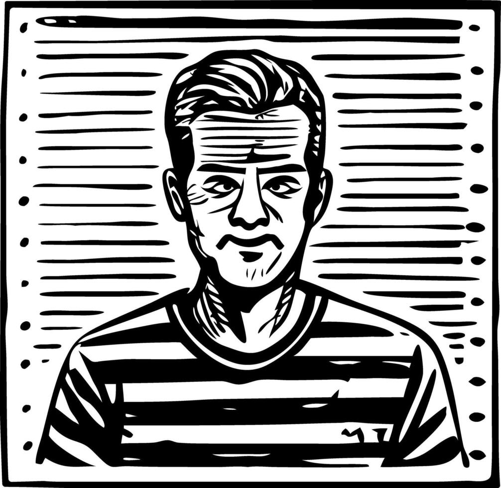 A mugshot photo illustration in vintage sketchy style vector