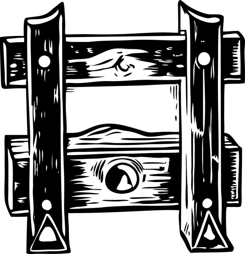 Sketchy style illustration showing an old prisoner pillory vector