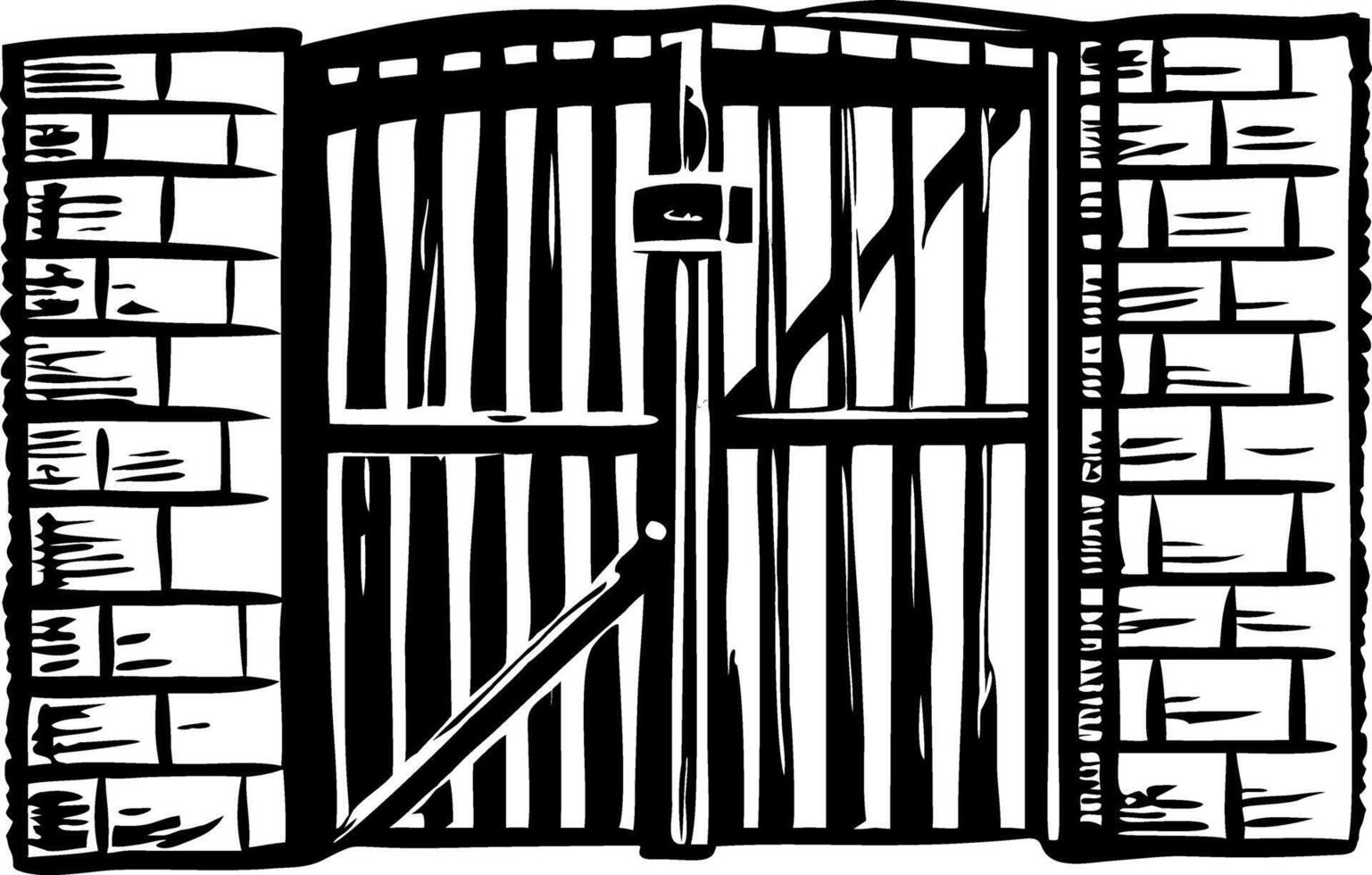 Sketchy style illustration of a secure prison gate vector