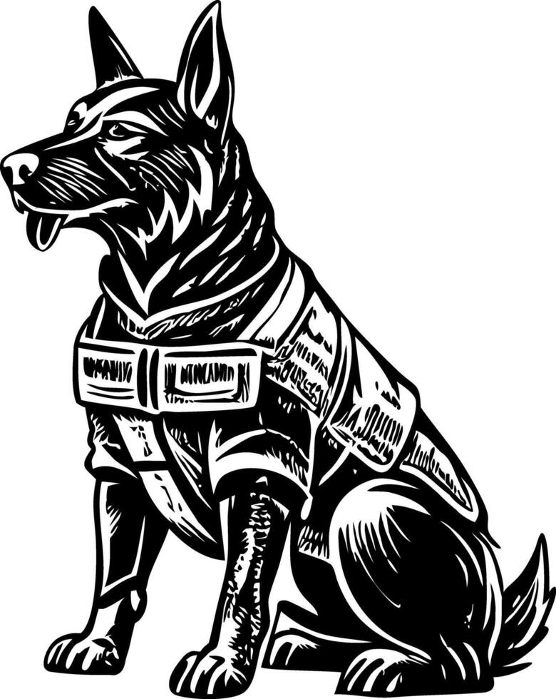 Sketchy illustration showing a police dog vector