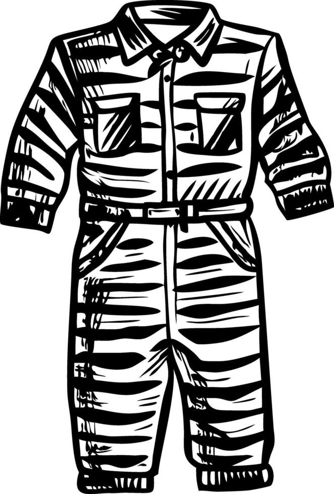Prison jumpsuit illustration shown in vintage sketchy style vector