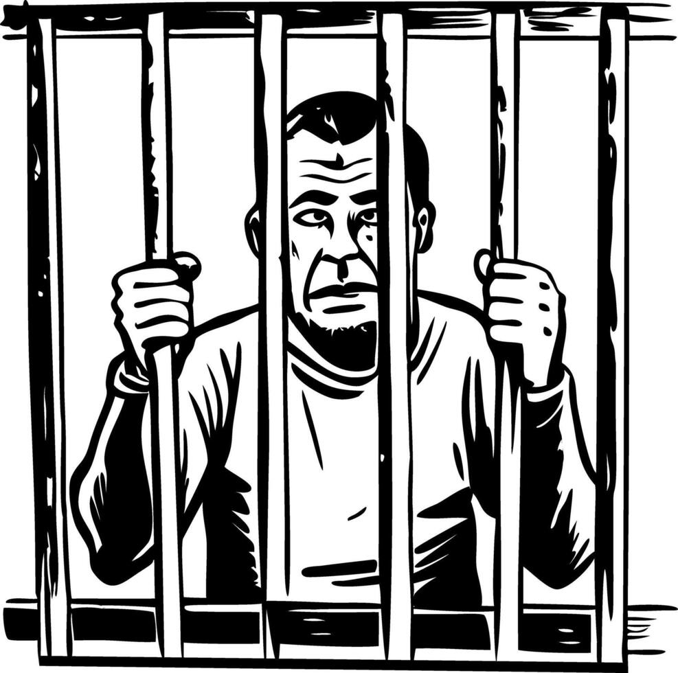 A vintage sketchy style illustration of a prisoner vector