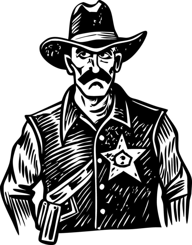 Vintage sketchy style illustration of a sheriff character vector