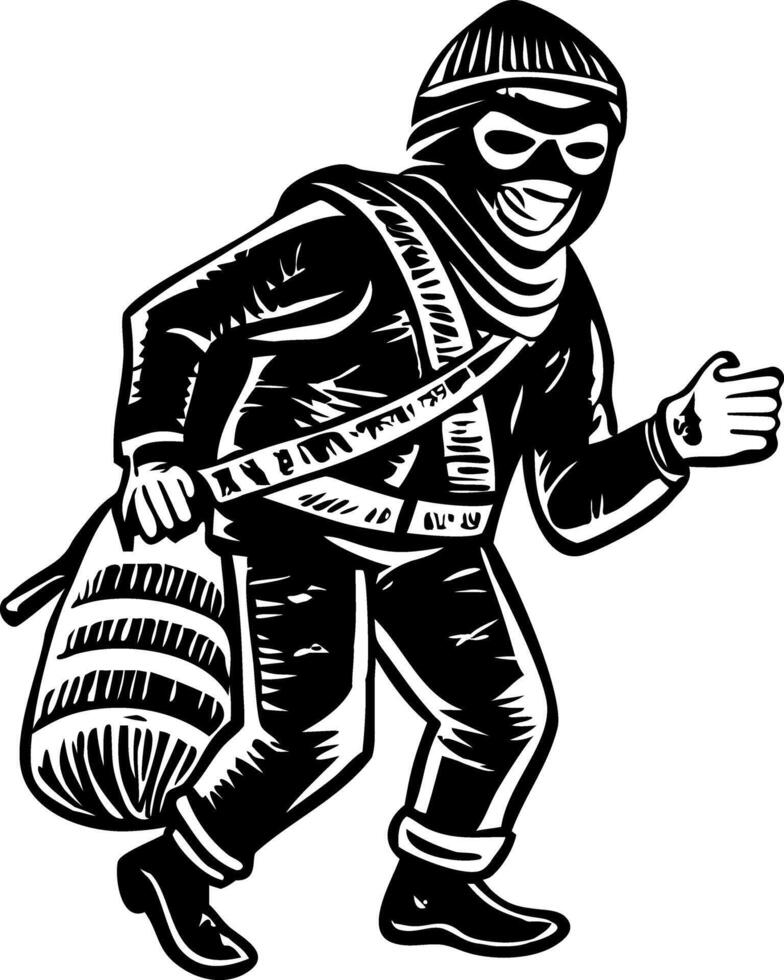 Sketchy style illustration of a professional thief character vector