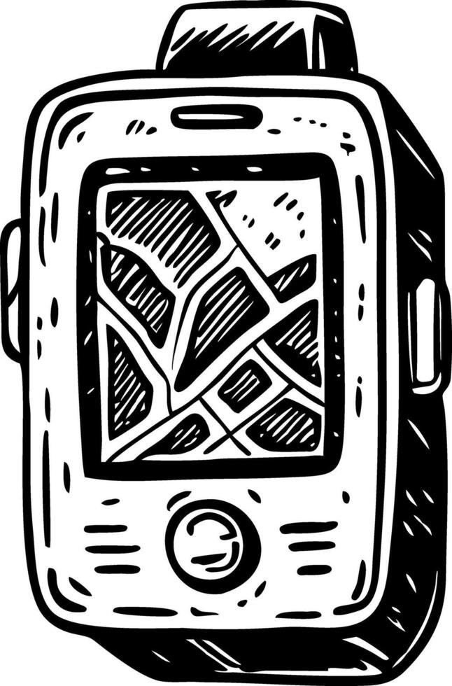 Sketchy style illustration depicting a gps tracker vector