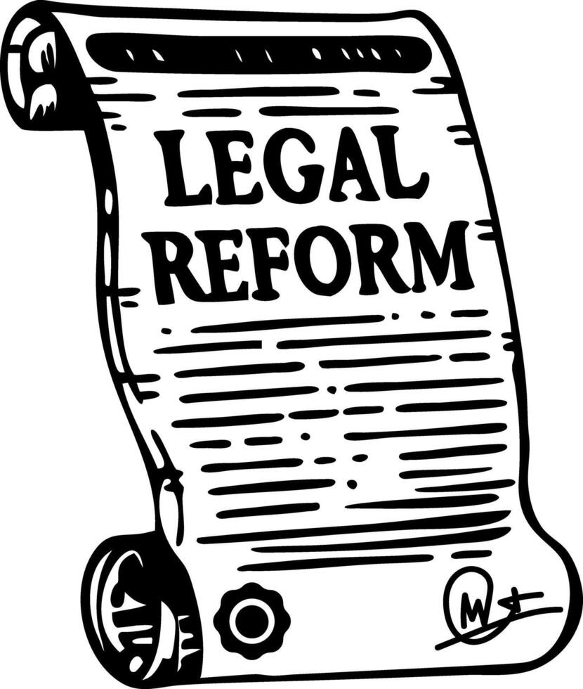 An illustration showing legal reform in vintage style vector