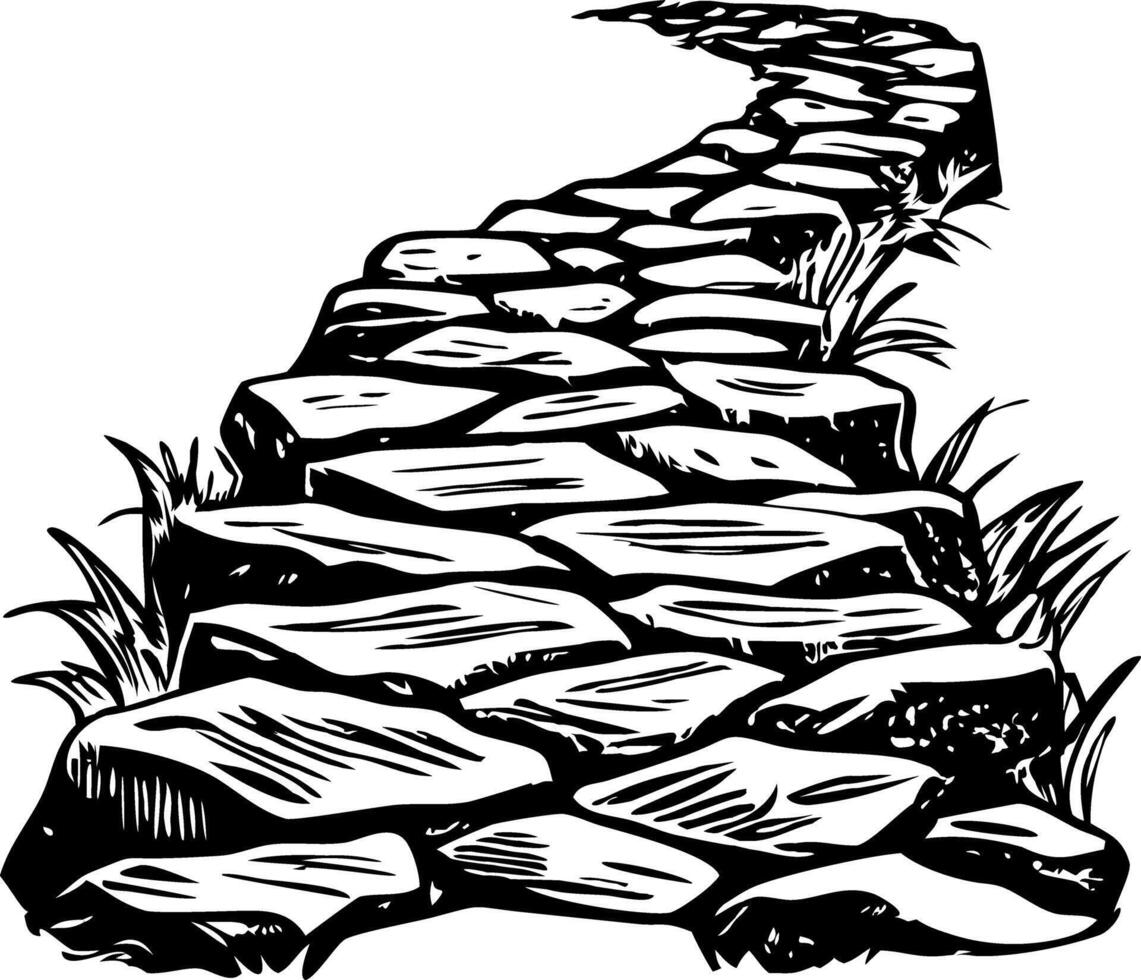 A vintage style illustration of a stony path vector