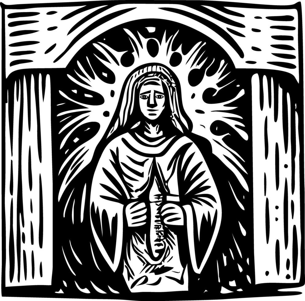 A glyph style illustration depicting a church portrait vector