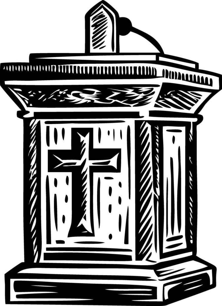 A drawing style illustration representing a church pulpit vector