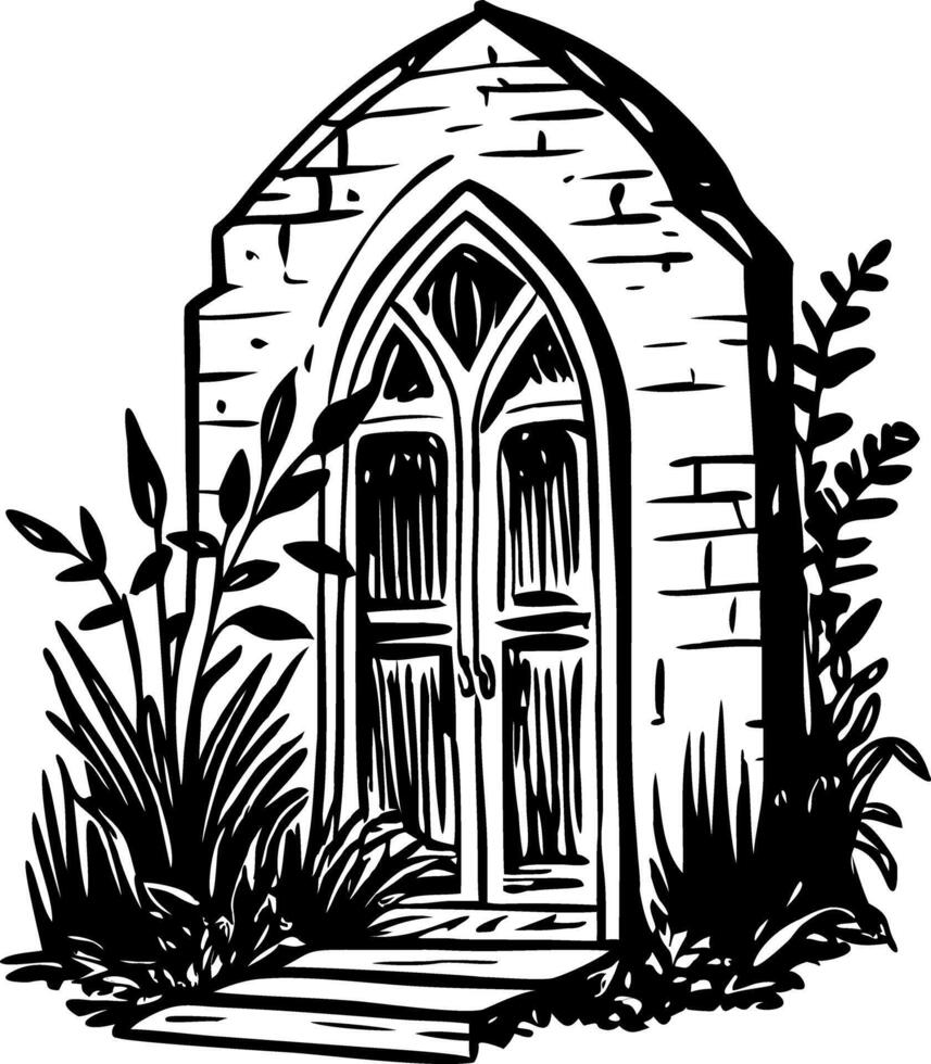 A glyph style illustration depicting a doorway vector