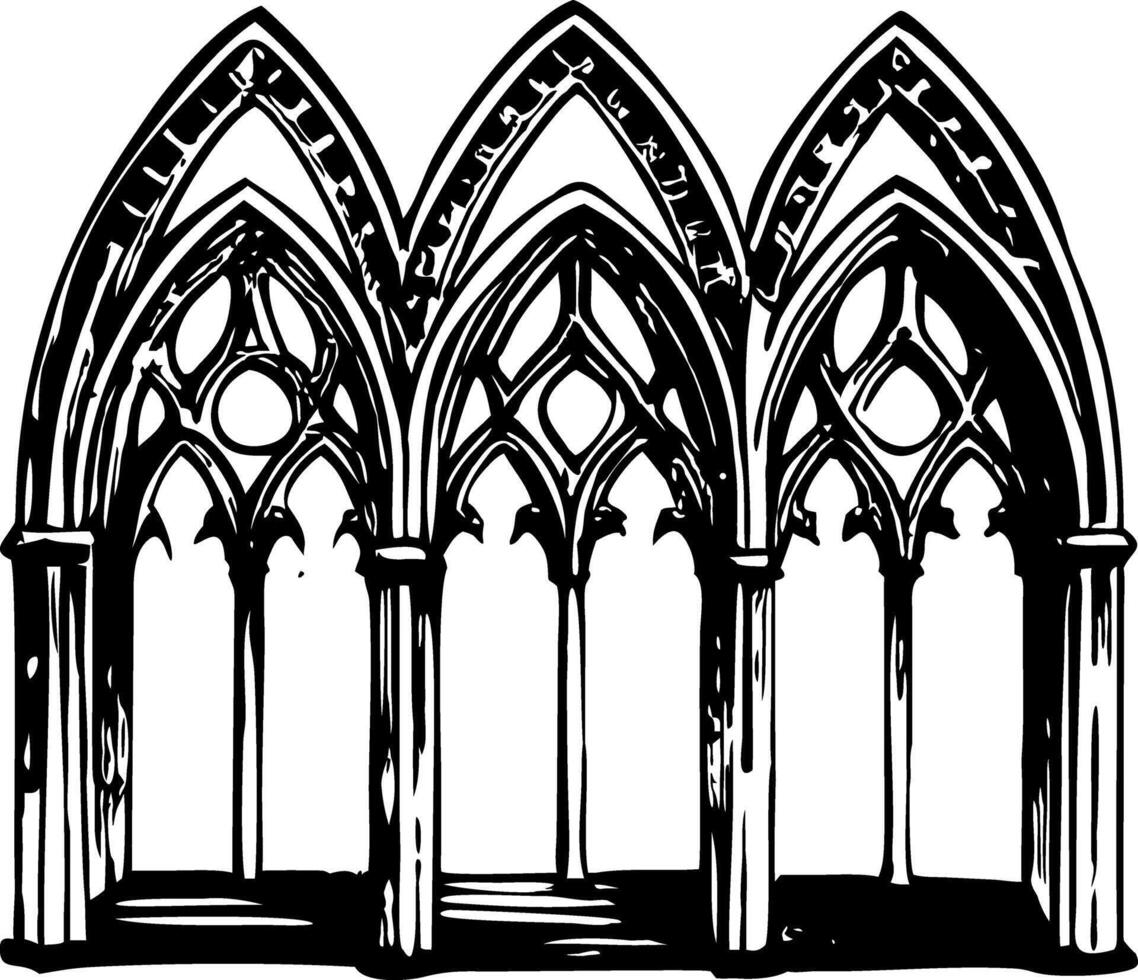 A vintage style illustration depicting gothic arches vector