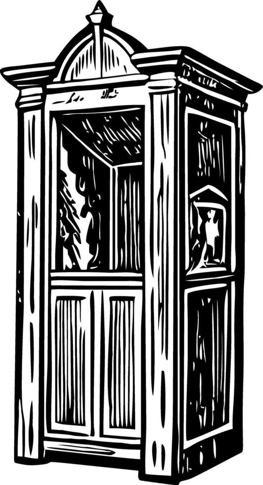 A vintage style illustration showing a confession box vector
