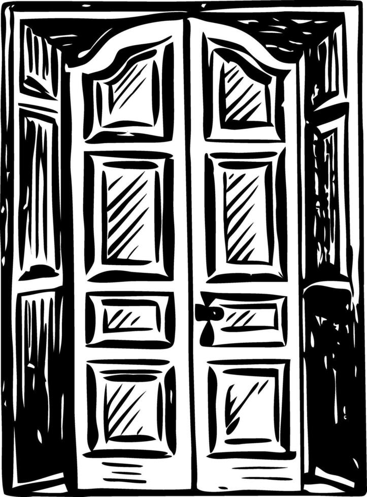 A drawing style illustration depicting a church door vector