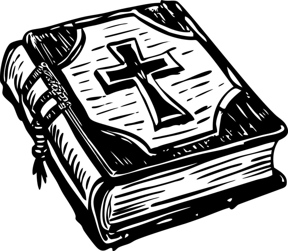 A glyph style illustration of a bible vector
