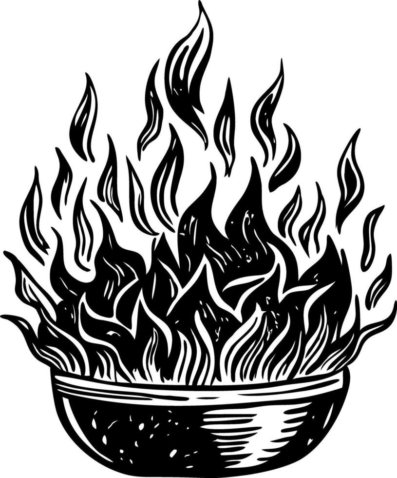 A vintage style illustration depicting a burnt offering scene vector