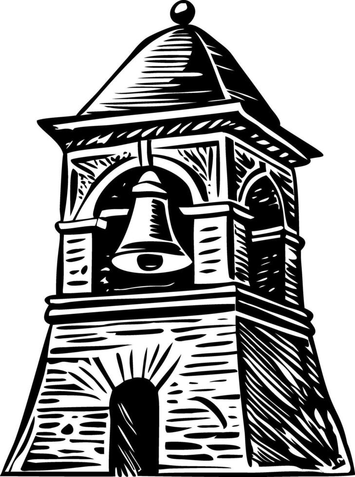 A drawing style illustration of a chapel bell vector