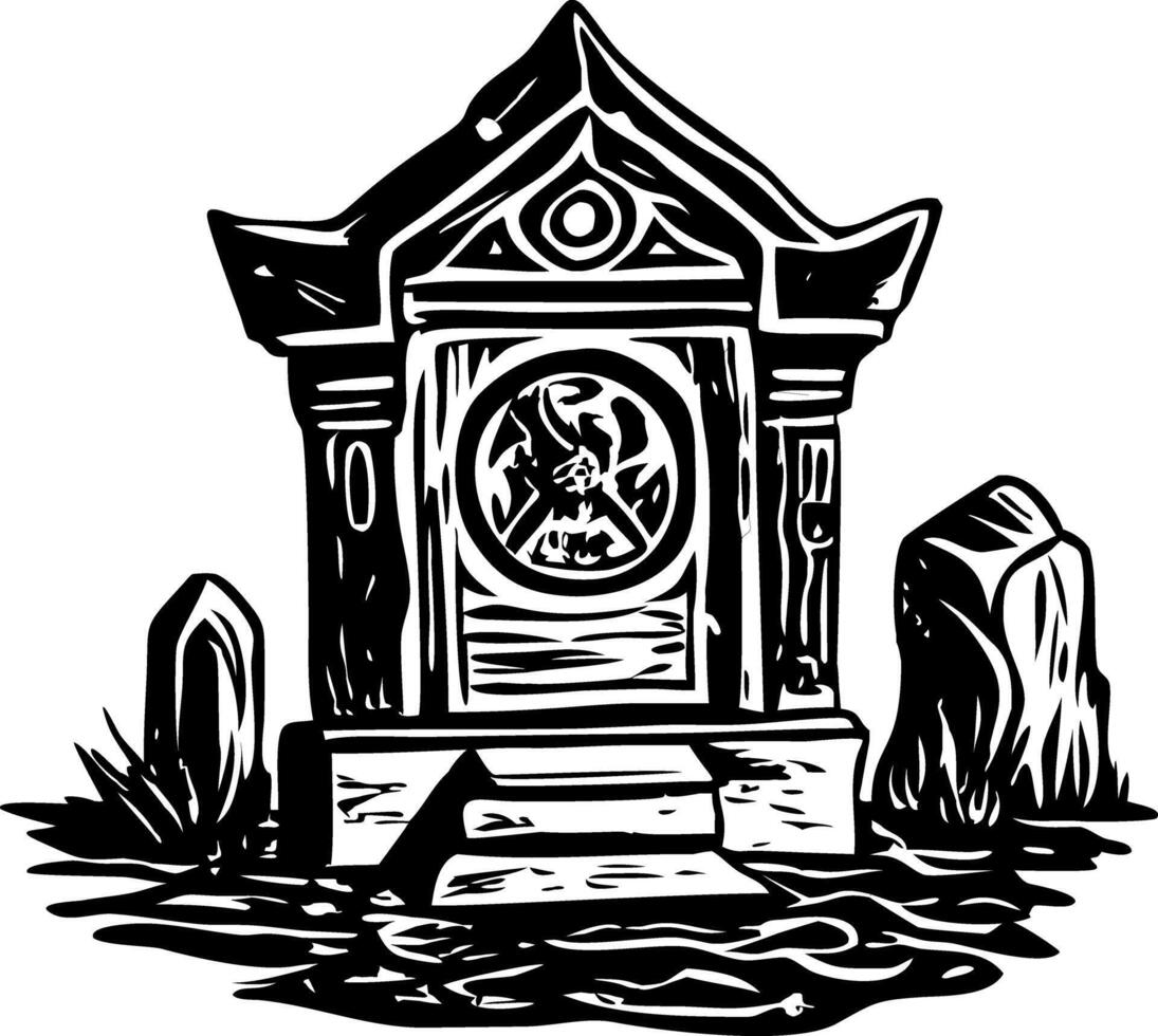 An illustration of a christian shrine designed in vintage style vector