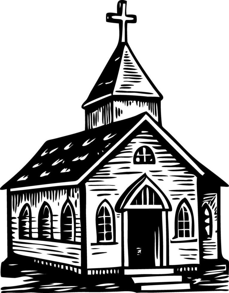 A drawing style illustration of a church building vector