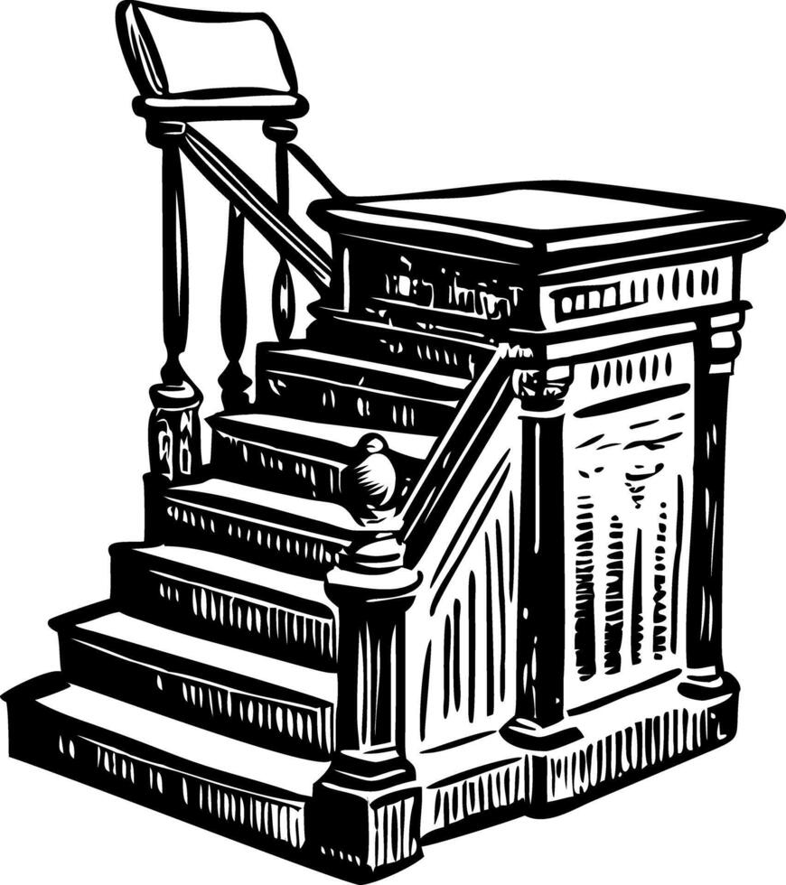 A sketchy style illustration of a staircase vector
