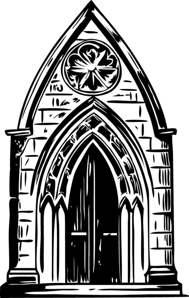 A vintage style illustration showing a church entrance vector