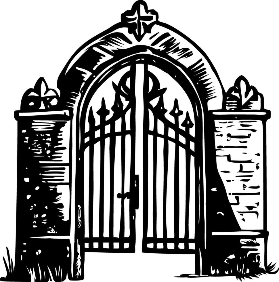A glyph style illustration representing a church gate vector