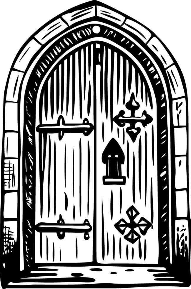 A vintage style illustration of a church door vector