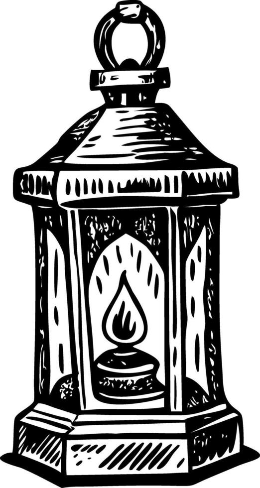 A vintage style illustration of a lantern light vector