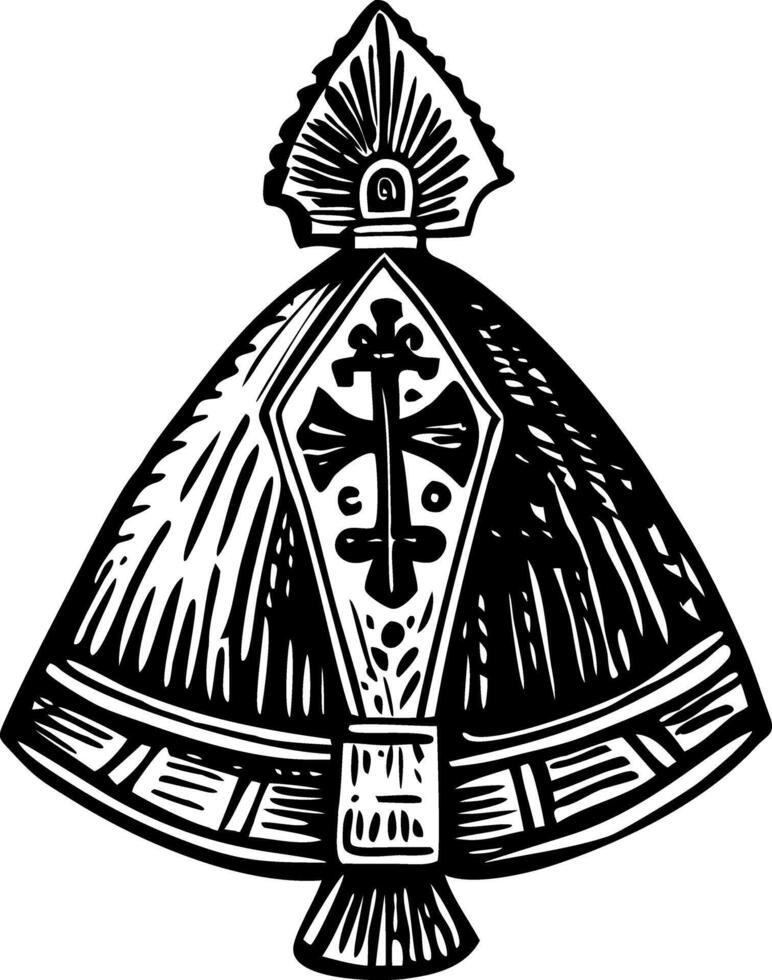 A sketchy style illustration of a papal flabellum vector