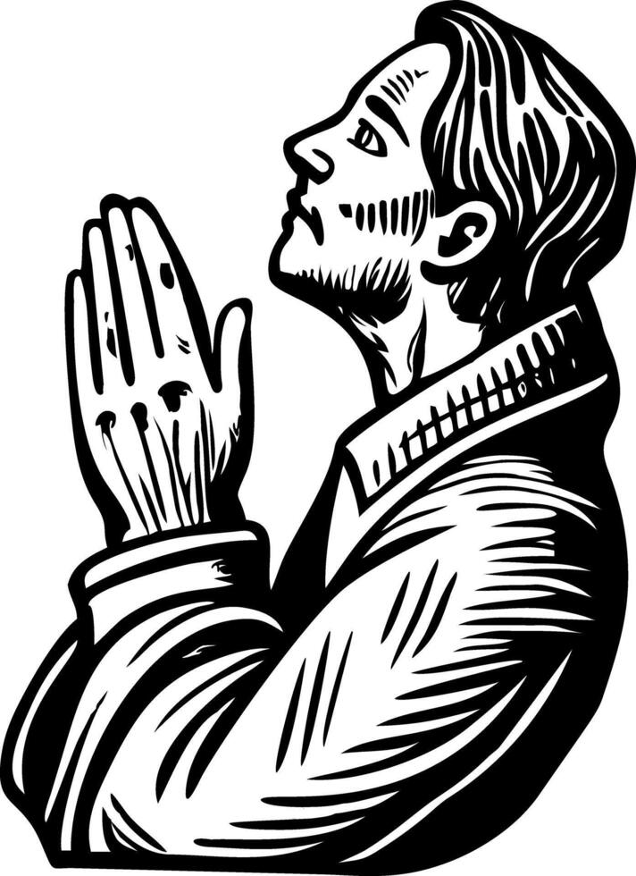 An illustration of prayer designed in vintage style vector