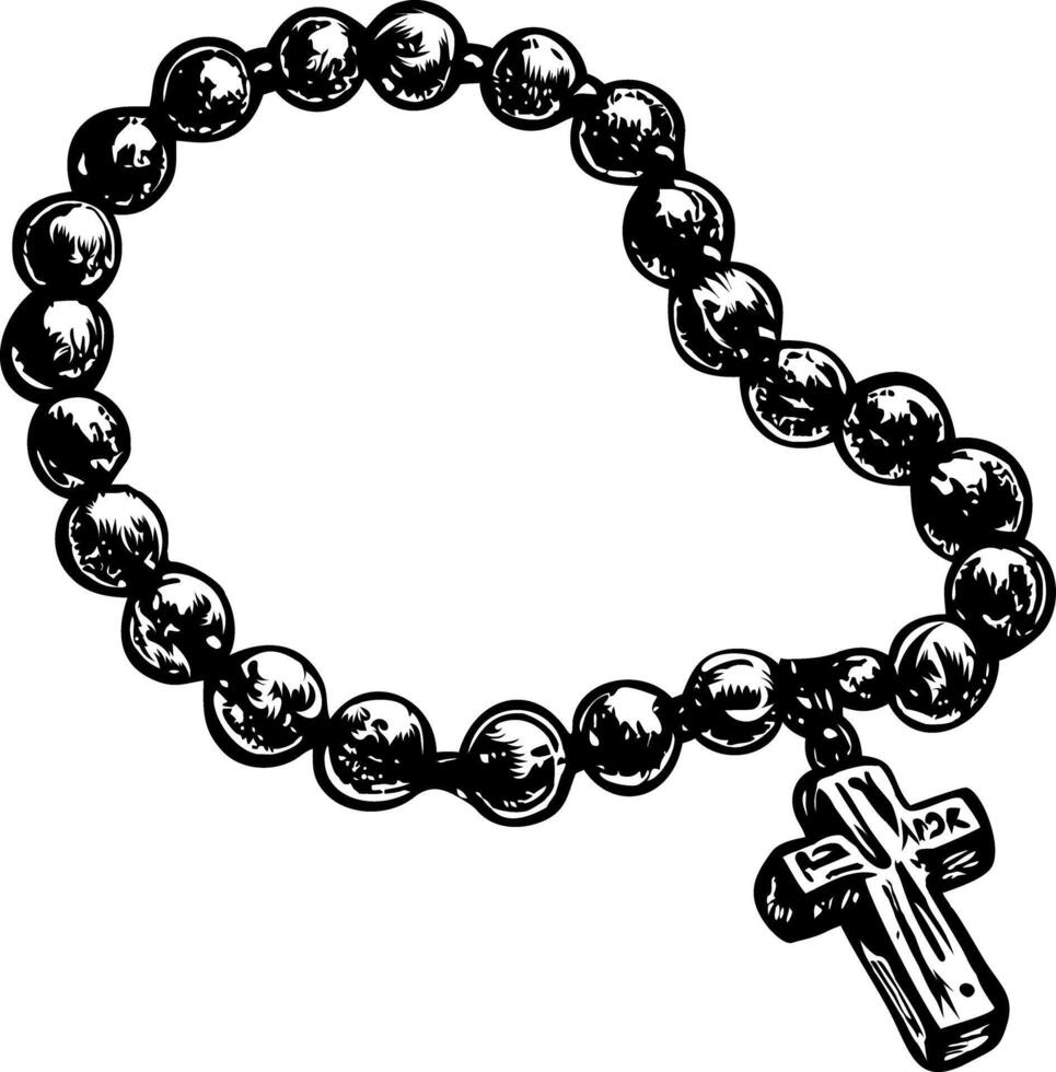 A vintage style illustration of rosary beads vector