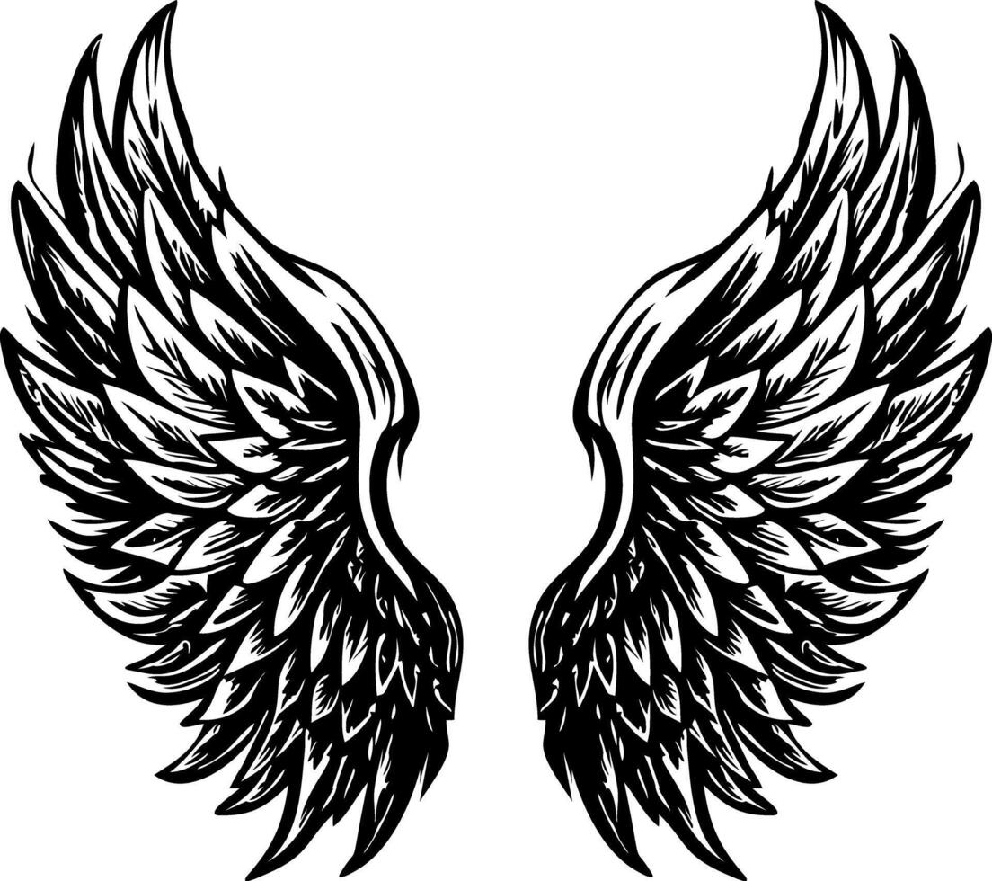 A sketchy style illustration showing angel wings vector