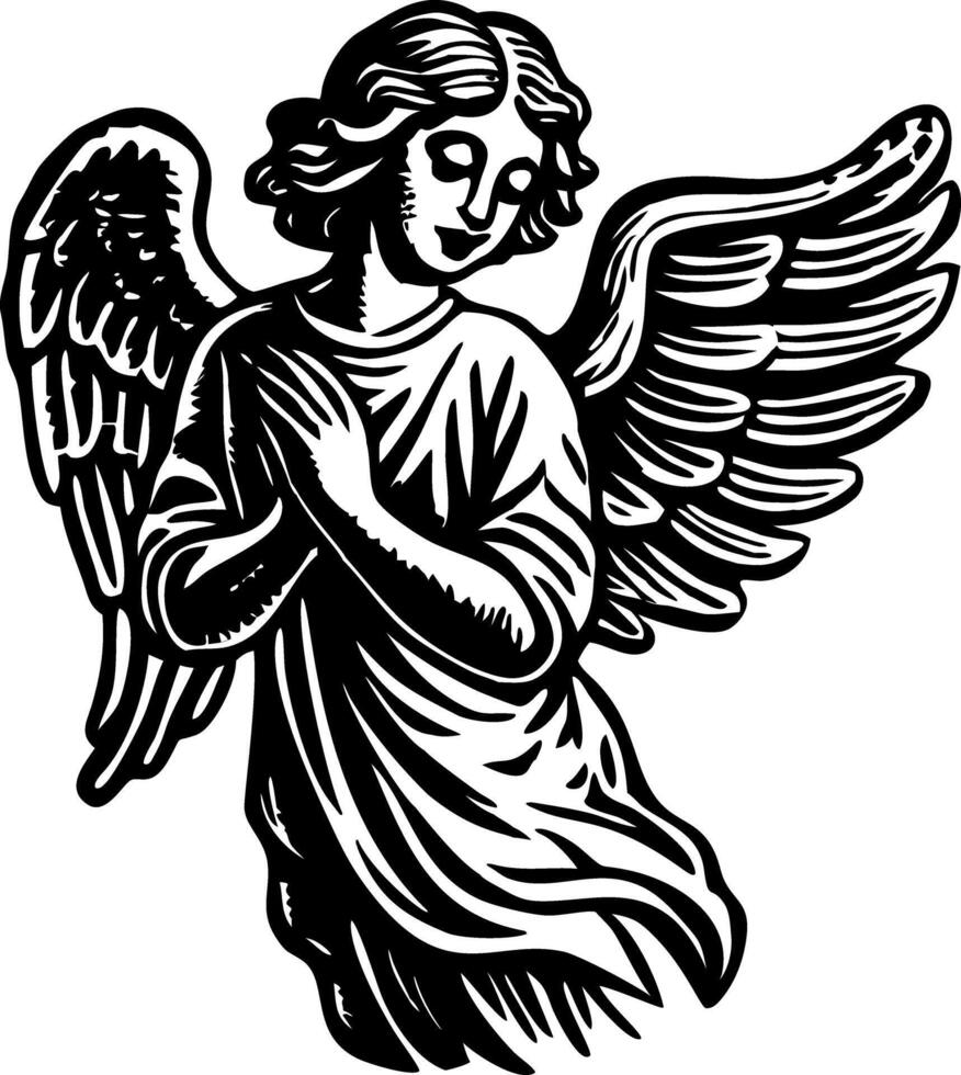 An illustration of an angel designed in vintage style vector