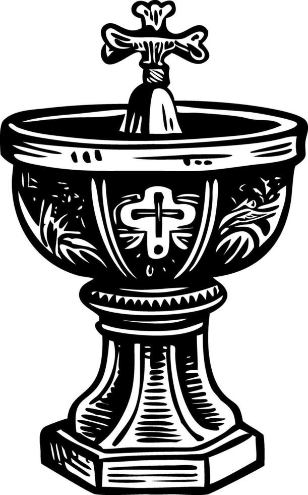 A drawing style illustration of a baptism font vector