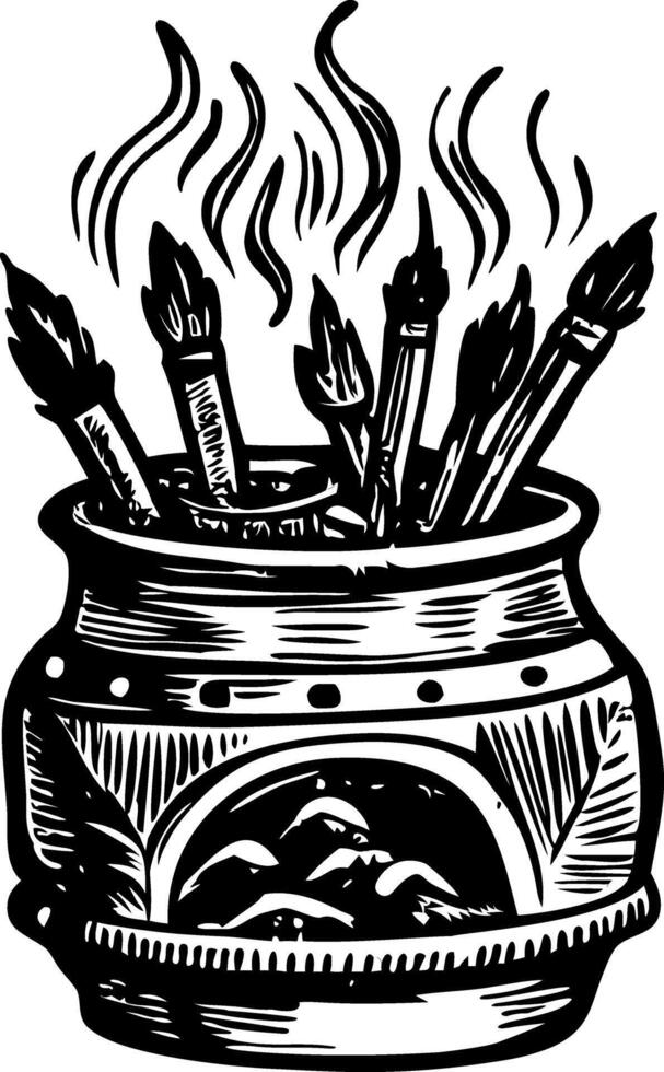 A vintage style illustration of an incense burner vector