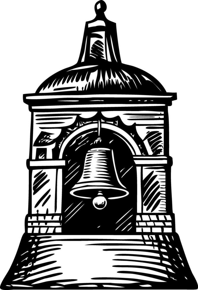 A glyph style illustration of a bell tower vector