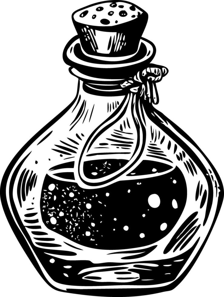 A vintage style icon of magical potion bottle vector