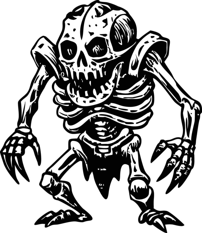 A vintage style icon of creepy game skeleton vector