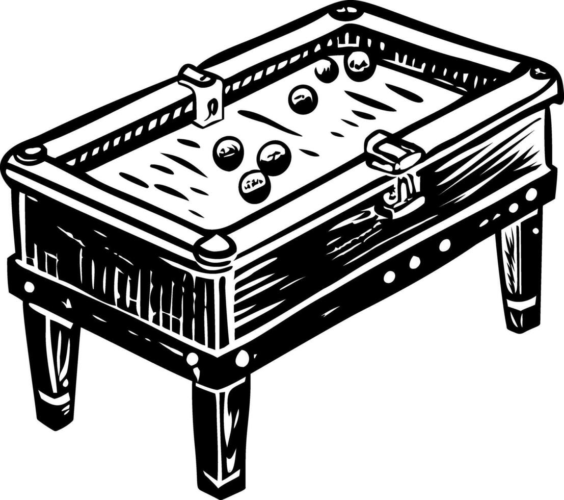 A sketchy style icon showing snooker table vector