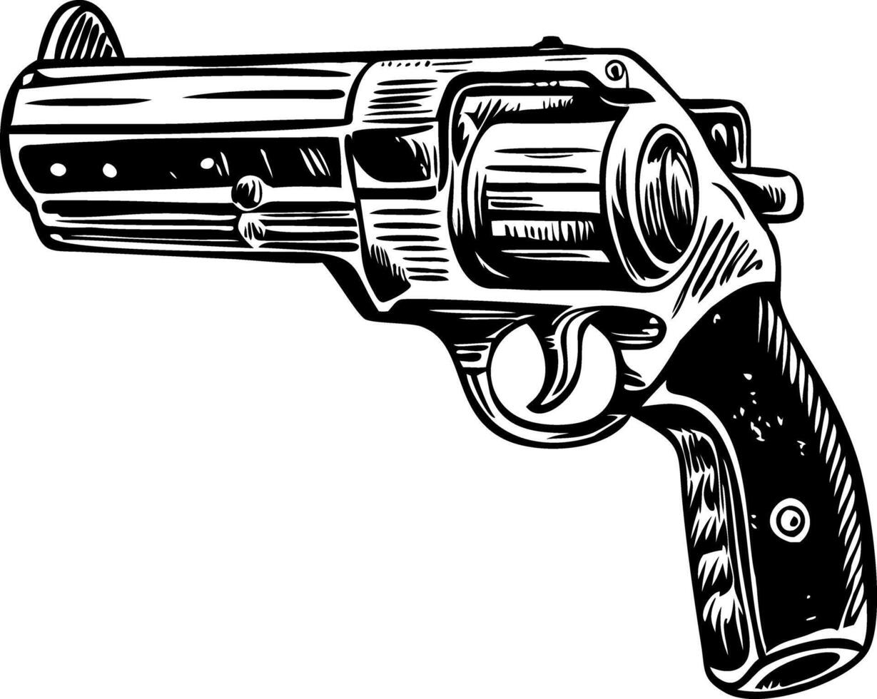 A vintage icon showing an old western revolver vector