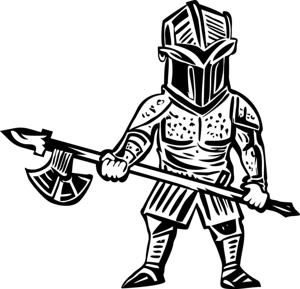 A sketchy style icon of armored fantasy warrior vector