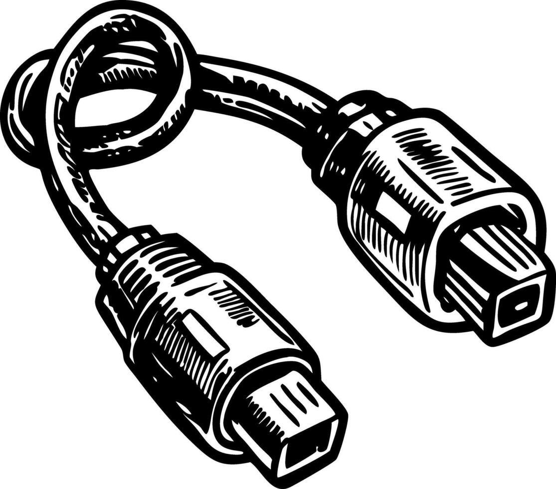 A glyph style icon showing tangled game cable vector