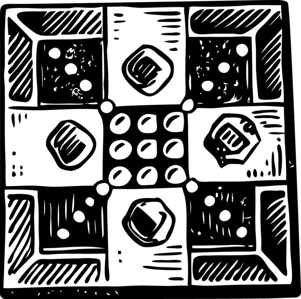 A sketchy style icon showing classic game board vector