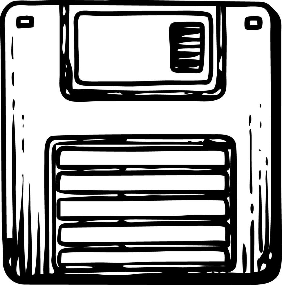 A vintage icon showing an old floppy diskette vector