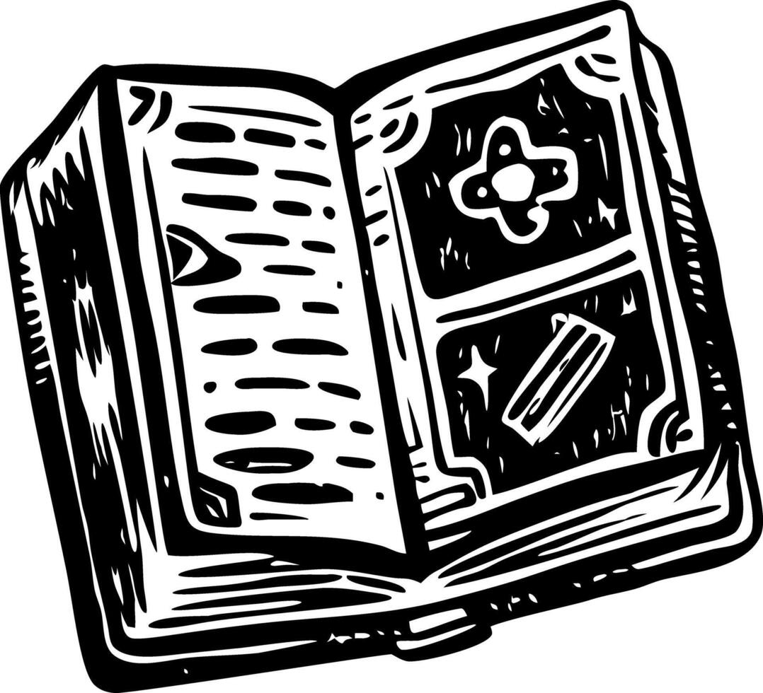 A vintage style icon showing a fantasy game book vector