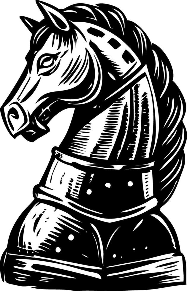 A sketchy style icon of chess knight vector