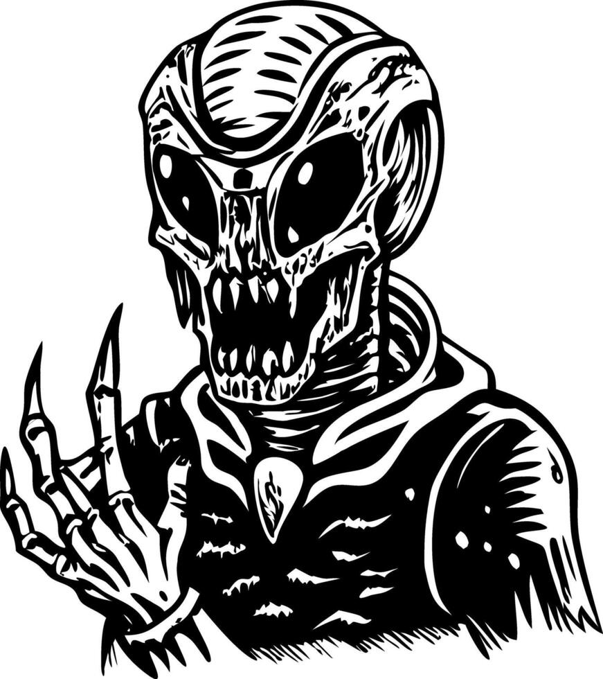 A sketchy style icon of invading space alien vector