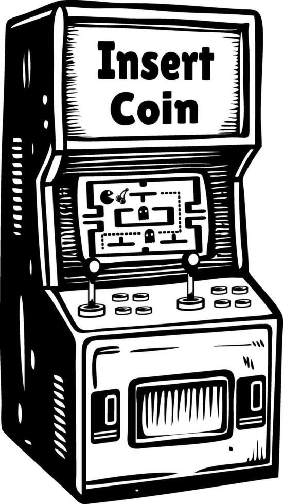 A vintage style icon depicting classic arcade game vector